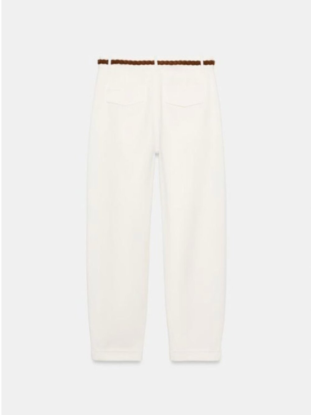 NWT Zara Braided Belt Chino Pants High-Rise Cream 27/4